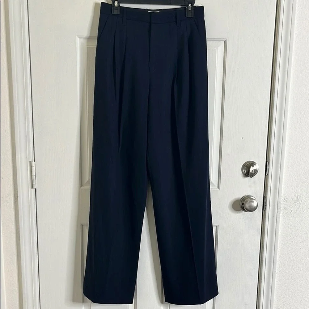 A.L.C. Charles Pants sz 0 Wide Leg High Rise‎ Minimalist Wool Blend Quiet Luxury